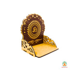 Wall Mounted Wooden Temple Shelf with Om Symbol