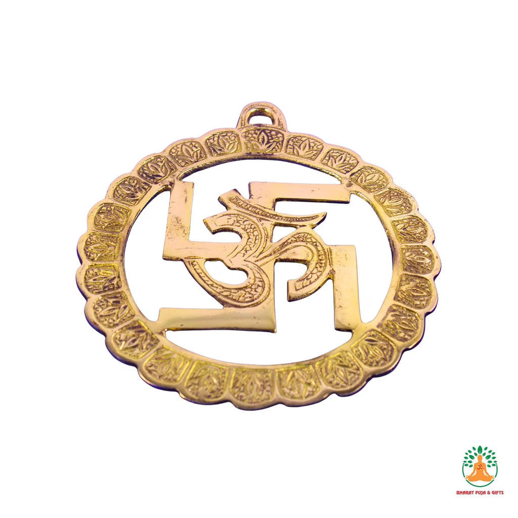 Brass Swastik and Om Wall Hanging | Hindu Wall Decor | Spiritual Wall Art