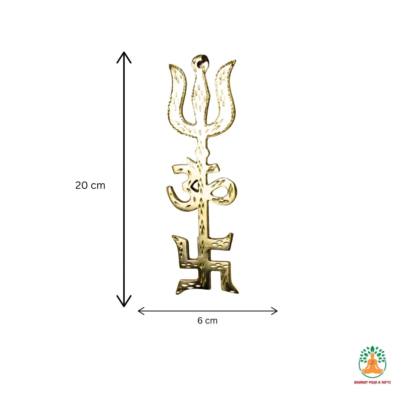 Pure Brass Hanging Trishakti Symbol for Protection, Vastu & Positive Energy – Wall Decor for Home Temple, Office Festive Gifting