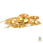 Brass Peacock Feather Diya | Urli – Festive Decorative Oil Lamp Bowl | Traditional Urli Bowl | Navratri Diya | Diwali Diya