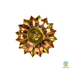 One Set Copper Diya with Petal Base | Elegant Traditional Oil Lamp for Pooja, Aarti & Home Decor | Ideal Gift for Diwali, Housewarming
