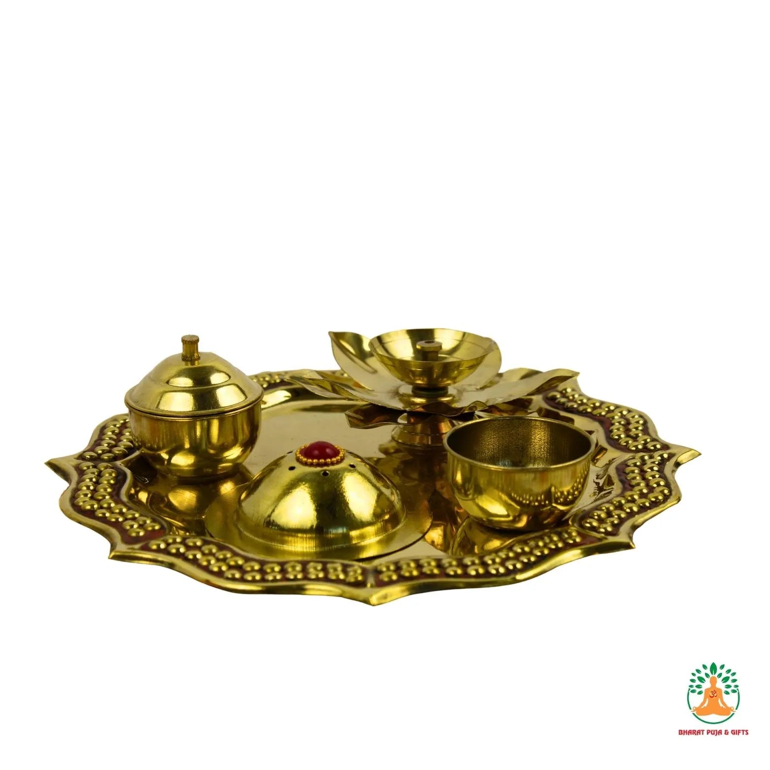 Brass Puja Thali | Brass Puja Plate | Diwali Thali Gift | Brass Aarti Plate