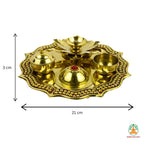 Brass Puja Thali | Brass Puja Plate | Diwali Thali Gift | Brass Aarti Plate