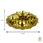 Brass Puja Thali | Brass Puja Plate | Diwali Thali Gift | Brass Aarti Plate