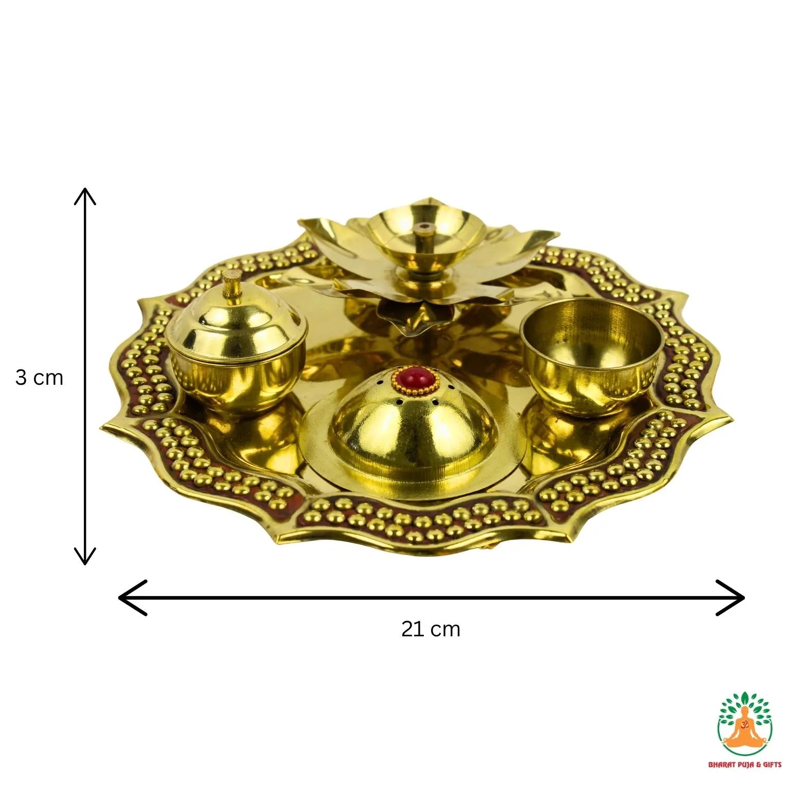 Brass Puja Thali | Brass Puja Plate | Diwali Thali Gift | Brass Aarti Plate