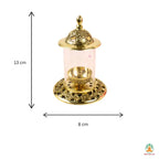 Brass Diya with Round Glass Wind Shield | Traditional Puja Diya with Protective Glass Cover | Brass Oil Lamp with Cover