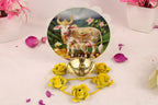 Brass Diya with Cow and Calf Picture | Decorative Oil Lamp | Fancy Diya for Diwali Decorations | Indian Home Decor | Hindu Spiritual Gift