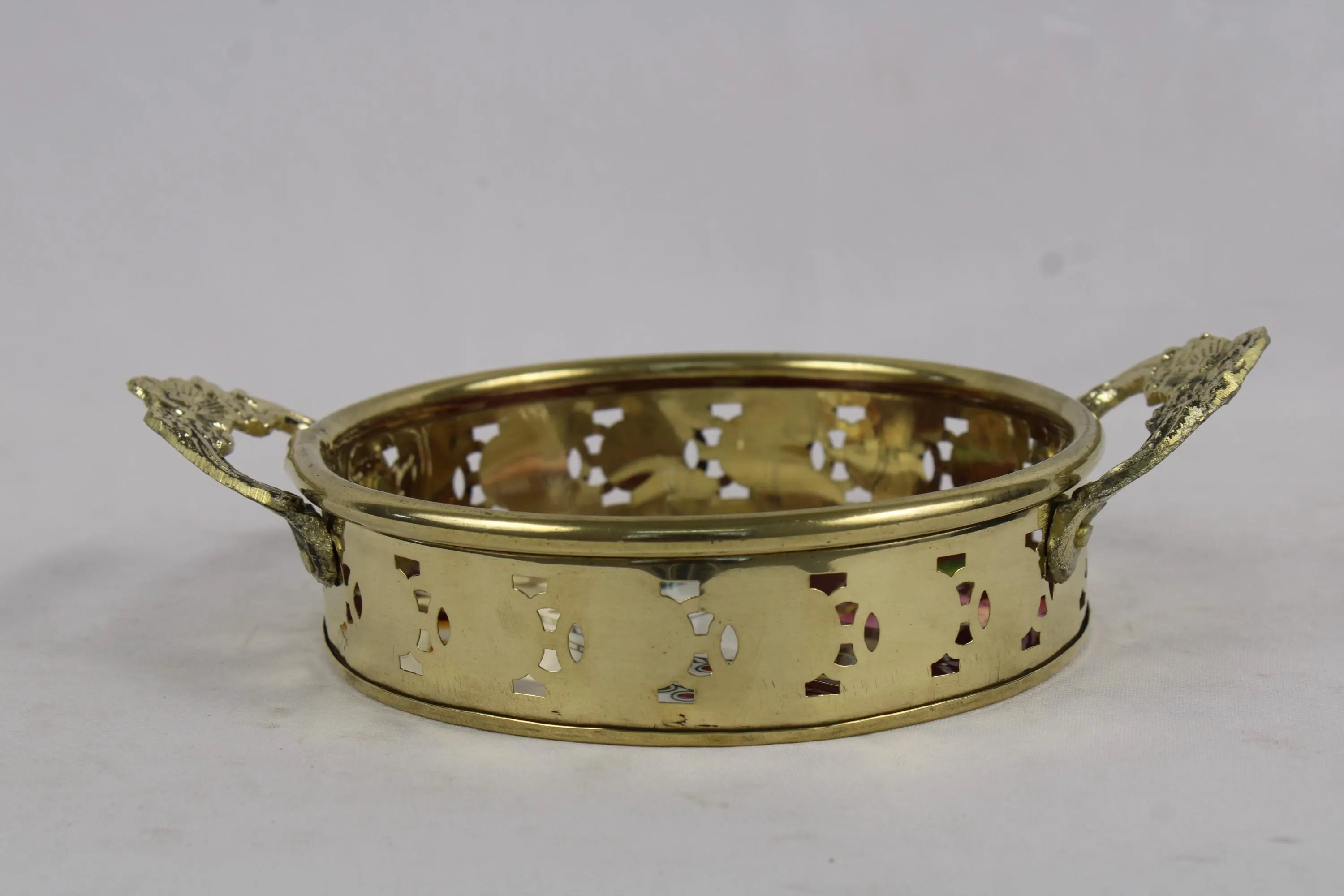 Premium Brass Flower Basket Topli with Colorful Cow Artwork | Traditional Floral Basket | Phool Tokri | Wedding Puja Aarti Offering Basket