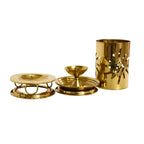 Brass Om Carved Diya with Cover | Dismantlable Decorative Brass Oil Lamp | Spiritual Gift for Diwali | Brass Diya | Diwali Gift|