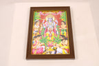Golden lakshmi narayan l satyanarayan pujja Photo Frame with Glass Cover