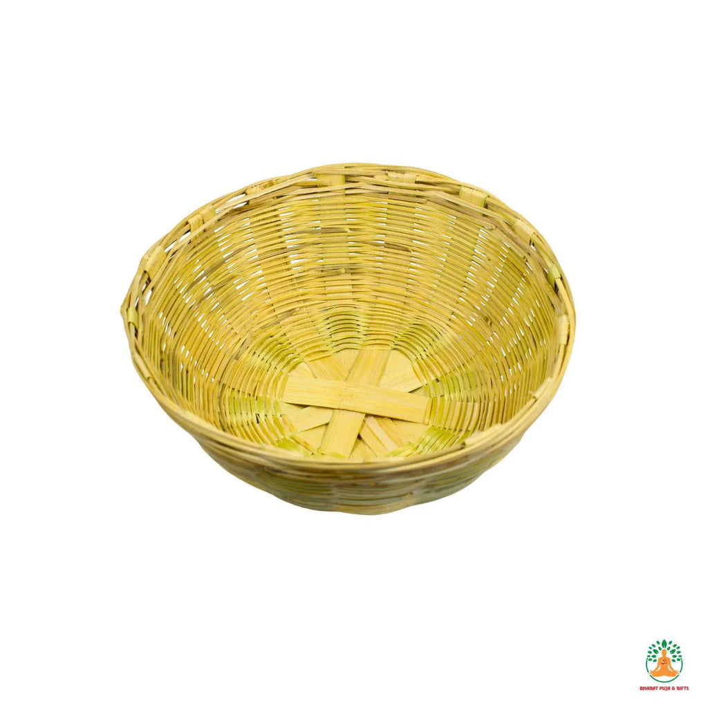 Handmade Pure Bamboo Basket Tokri | Eco-Friendly Bamboo Basket for Bihari Puja, Fruits, Vegetables, Home Temple, Kitchen & Decor
