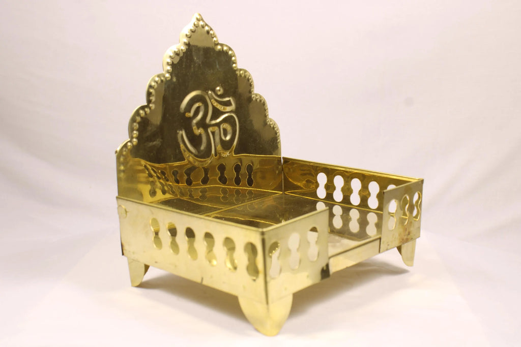 Brass Altar Seat | Handcrafted Singhasan | Brass Throne Seat | Brass Chowki Choki for Puja Home Temple Mandir | Royal Hindu Diety Seat