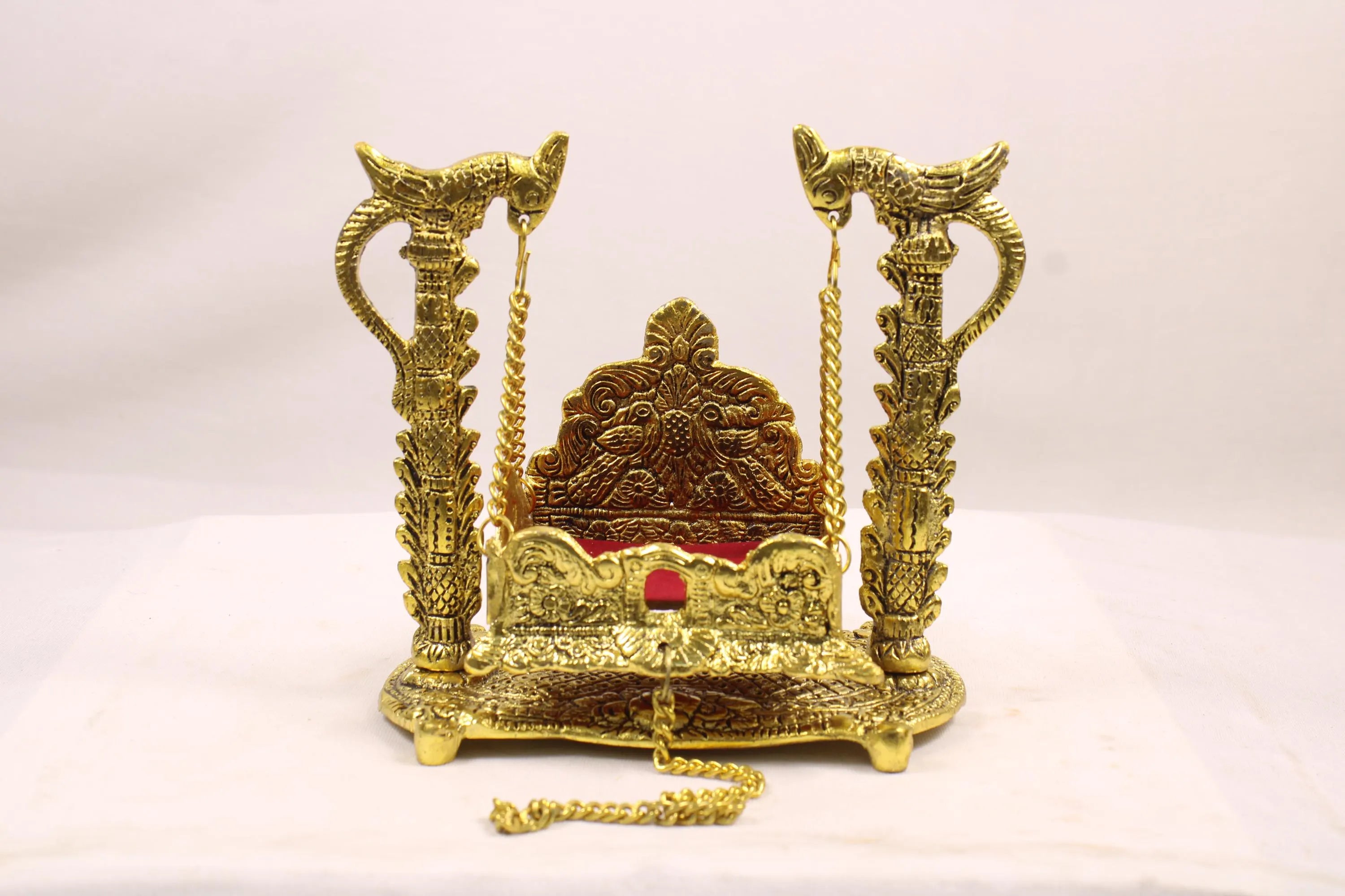 Brass Swing for Bal Gopal Laddu Gopal Krishna Idol | Traditional Brass Jhula for Lord Krishna Janmashtami Puja Mandir