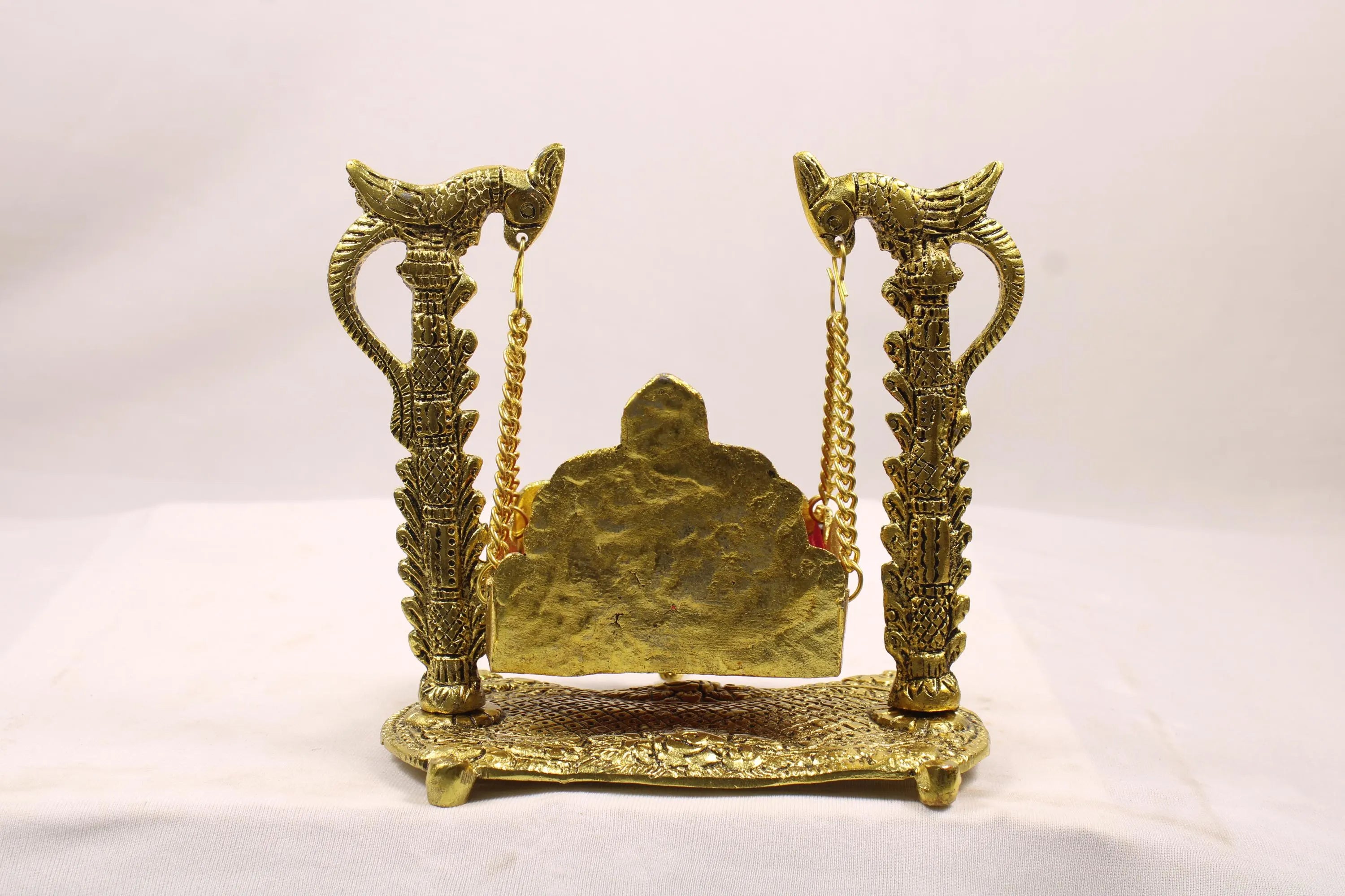 Brass Swing for Bal Gopal Laddu Gopal Krishna Idol | Traditional Brass Jhula for Lord Krishna Janmashtami Puja Mandir