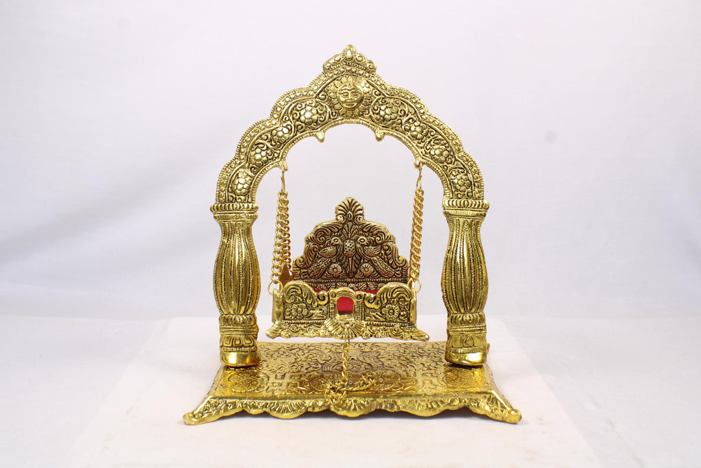 Brass Suraj Jhula | Sun-Shaped Decorative Swing for Lord Krishna Home Temple Janmashtami Swing | Laddu Gopal Bal Gopal Jhula