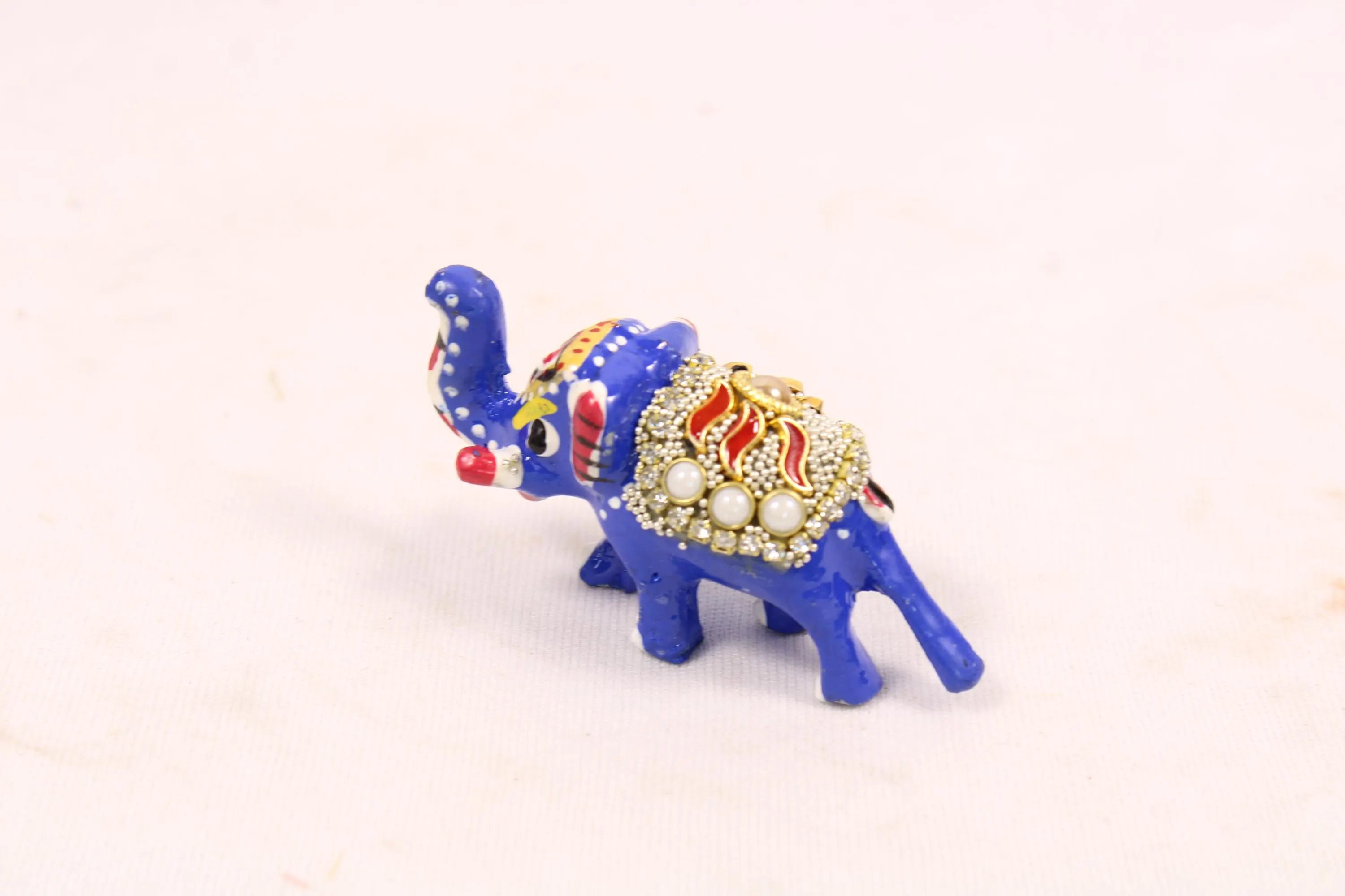 Decorative Small Beadwork Elephant Statue | Handcrafted Menakari Elephant Showpiece for Home Décor, Tabletop Display, Office & Gift