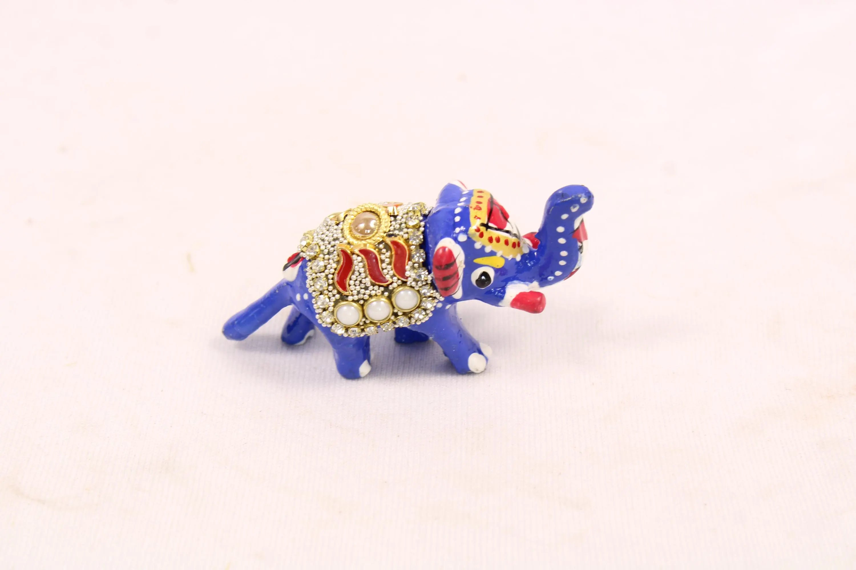 Decorative Small Beadwork Elephant Statue | Handcrafted Menakari Elephant Showpiece for Home Décor, Tabletop Display, Office & Gift