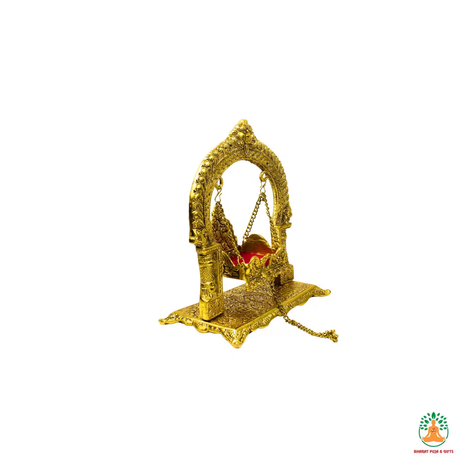 Brass Krishna Jhula Swing | Handcrafted Brass Jhula for Laddu Gopal Bal Gopal Lord Krishna | Krishna Janmashtami Swing