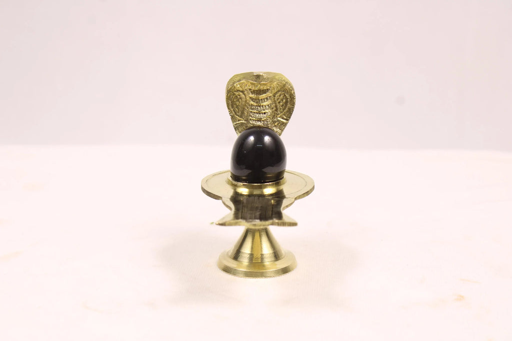 Black Shaligram Shivling with Brass Jaladhari Yoni Base and Stand | Natural Stone Shiva Lingam for Puja, Abhishek, and Home Temple