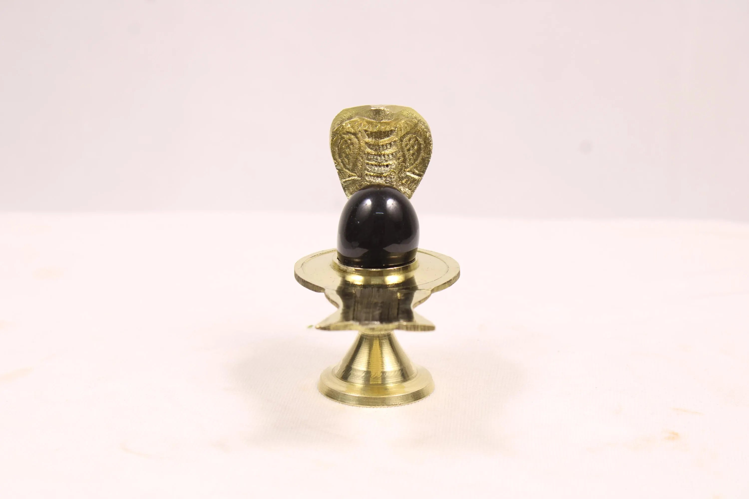 Black Shaligram Shivling with Brass Jaladhari Yoni Base and Stand | Natural Stone Shiva Lingam for Puja, Abhishek, and Home Temple