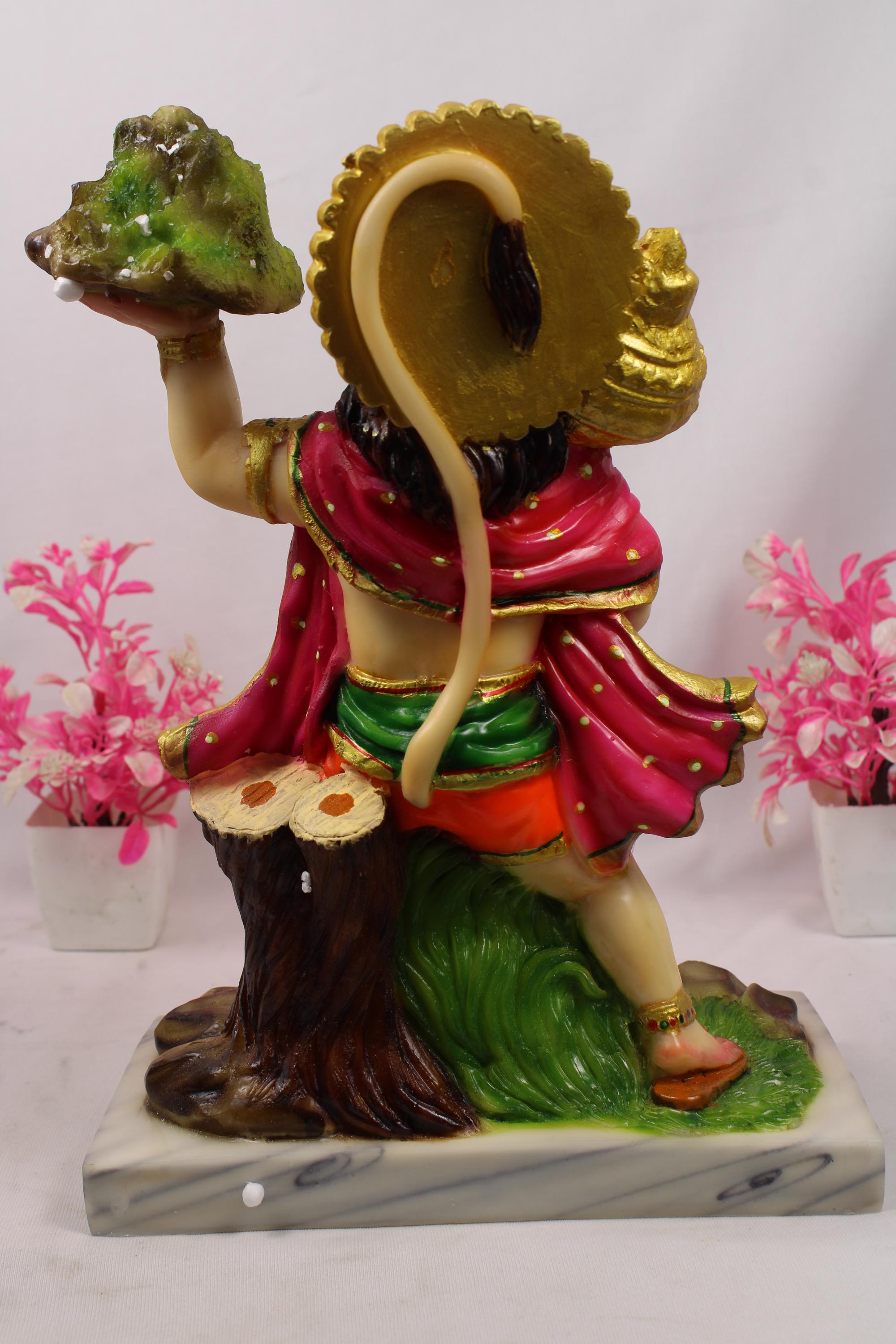 Lord Hanuman  Holding Mountain | Intricate Finish  Hanuman Idol with Mountain for Home Temple Puja Spiritual figuring Gift