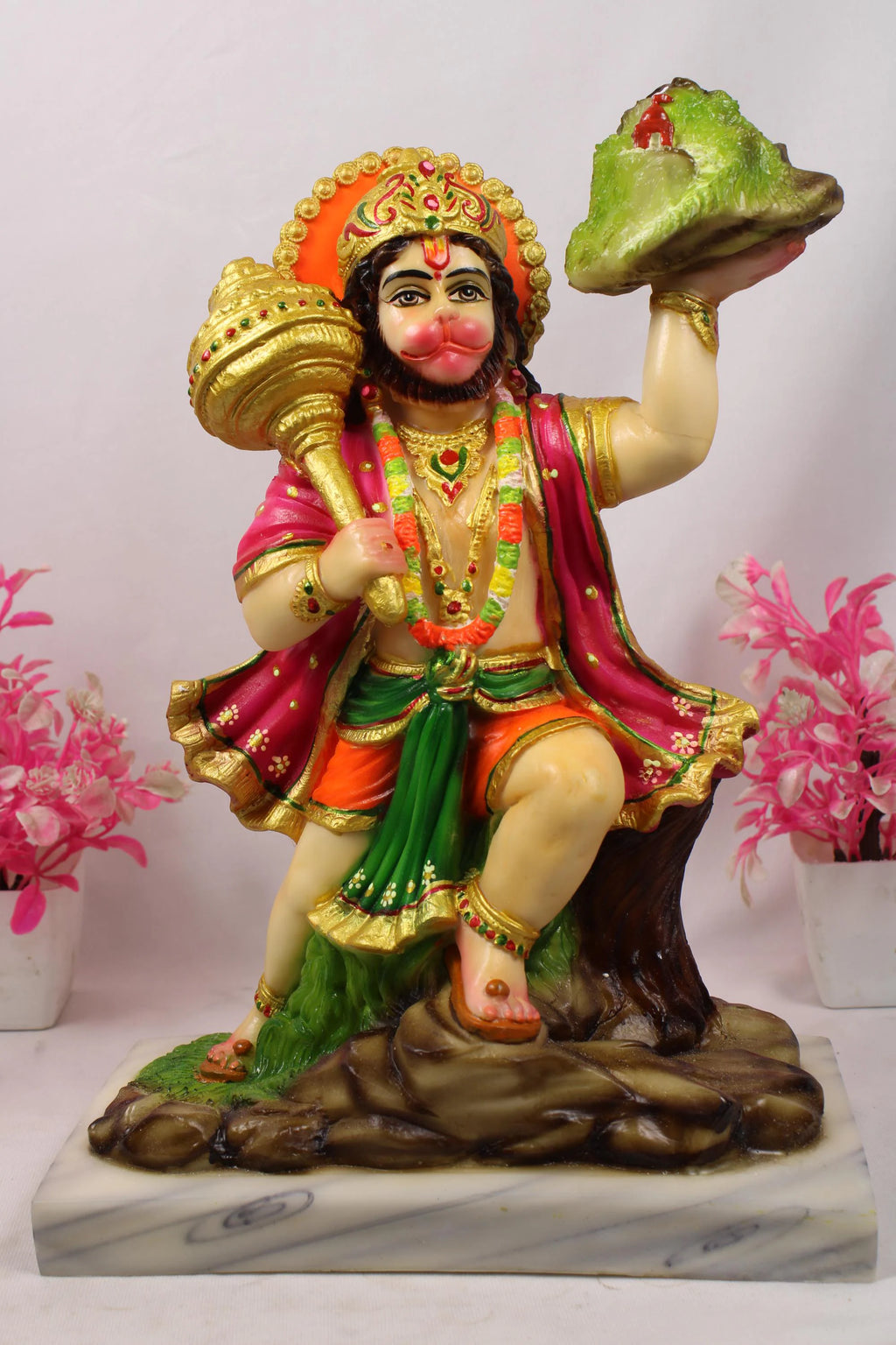 Lord Hanuman  Holding Mountain | Intricate Finish  Hanuman Idol with Mountain for Home Temple Puja Spiritual figuring Gift