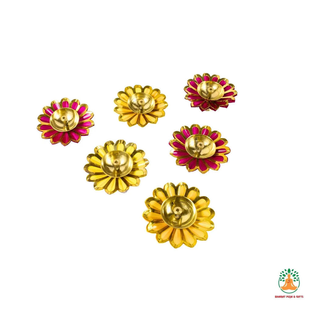 6 pc Diya Set for Diwali decoration | Traditional Puja Oil Lamp | Indian tradition