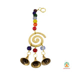 Feng Shui Brass Windchime | Chakra Elephant Tree Fish Horse Windchime with 3 Bells | Spiritual Home Decor