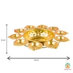 Brass Flower Shape Decorative Bowl with 10 Small Attached Diyas – Festive Urli Bowl | Centerpiece for Diwali Navratri