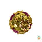 Golden-Pink Brass Puja Thali | Traditional Festive Puja Plate for Diwali, Navratri, Housewarming & Gifting | Brass Aarti Plate