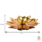 One Set Copper Diya with Petal Base | Elegant Traditional Oil Lamp for Pooja, Aarti & Home Decor | Ideal Gift for Diwali, Housewarming