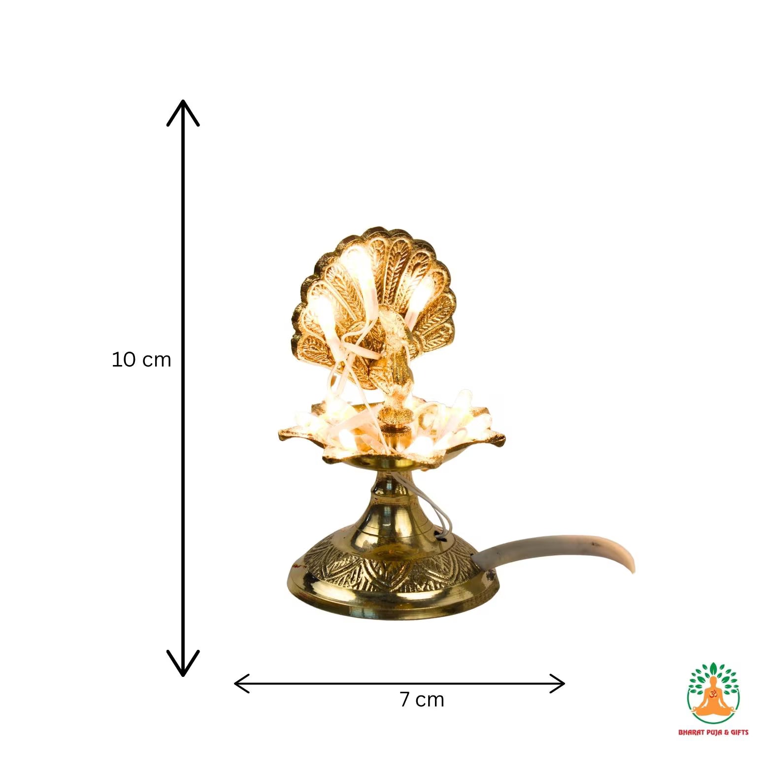 Brass Samai with Intricate Peacock Design | Traditional Elegant 1-Step 2-Step 3-Step LED Lamp | Samai Lamp