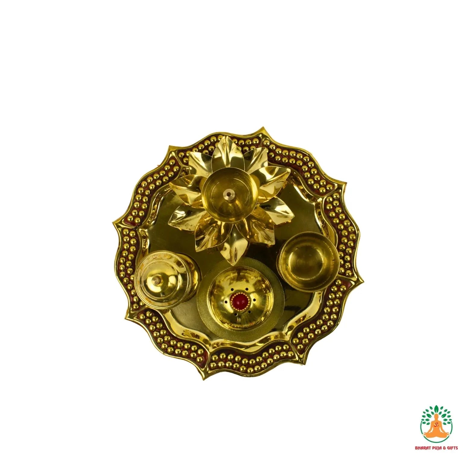 Brass Puja Thali | Brass Puja Plate | Diwali Thali Gift | Brass Aarti Plate