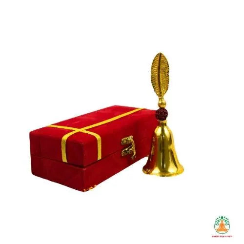Brass Puja Bell with Rudraksha 5 inch| Traditional Temple Bell | Brass Ghanti | Spiritual Gift | Hindu Gift |