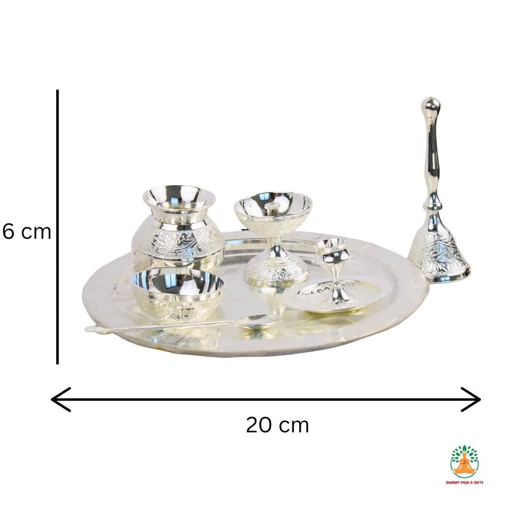 German Silver 2 Bowl Set with 2 Spoon & Designer Base Plate | Elegant Gift for Diwali, Housewarming, Weddings Festive Return Gifts