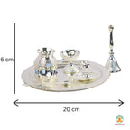 German Silver 2 Bowl Set with 2 Spoon & Designer Base Plate | Elegant Gift for Diwali, Housewarming, Weddings Festive Return Gifts