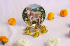 Brass Diya with Cow and Calf Picture | Decorative Oil Lamp | Fancy Diya for Diwali Decorations | Indian Home Decor | Hindu Spiritual Gift