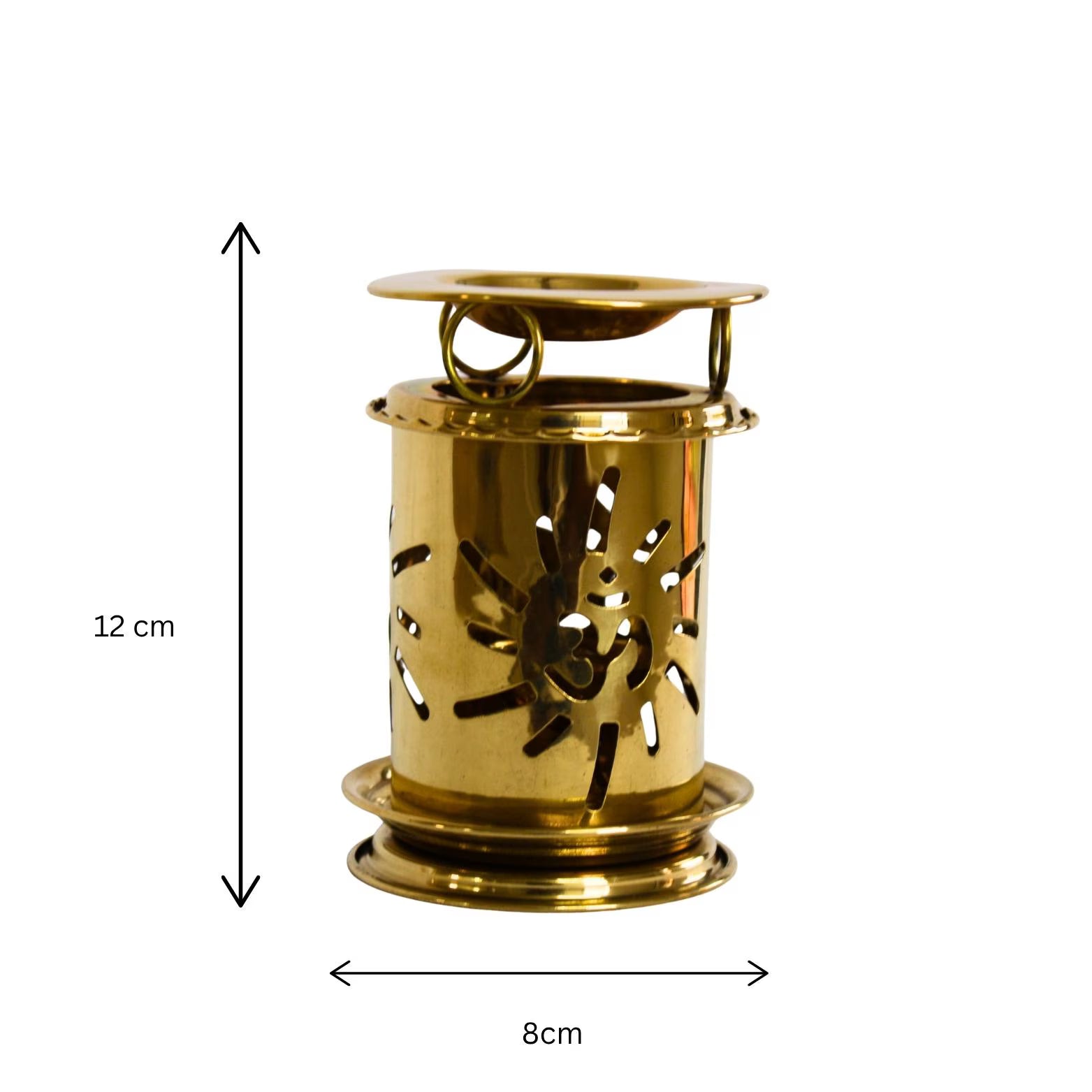 Brass Om Carved Diya with Cover | Dismantlable Decorative Brass Oil Lamp | Spiritual Gift for Diwali | Brass Diya | Diwali Gift|