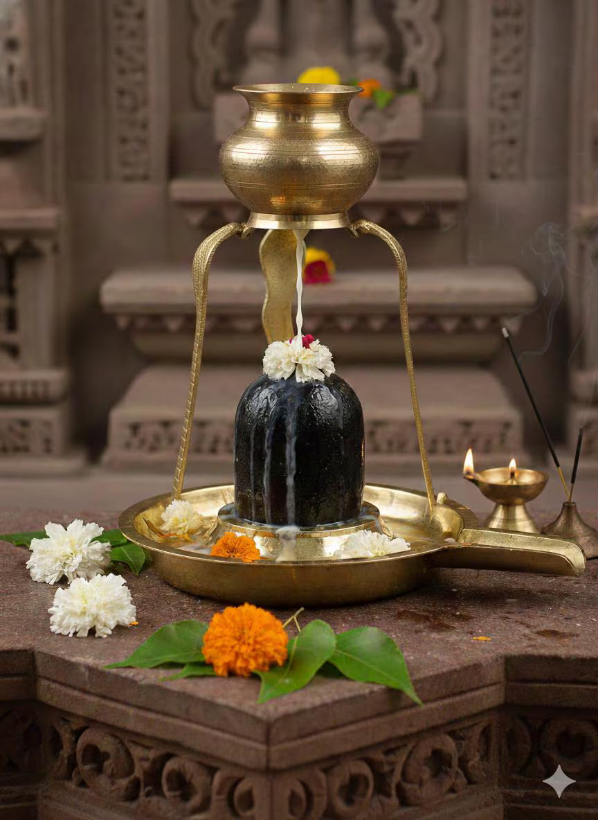 Edit | Brass Jaladhari Tripai Stand | Lota Abhishek Stand for Shivling Puja, Abhishekam & Mandir Use
