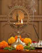 Brass Peacock Samai Diya| Brass Decorative Oil Lamp | Traditional Oil Deepam | Diwali Decor | Indian Home Decor | Temple Altar Decor