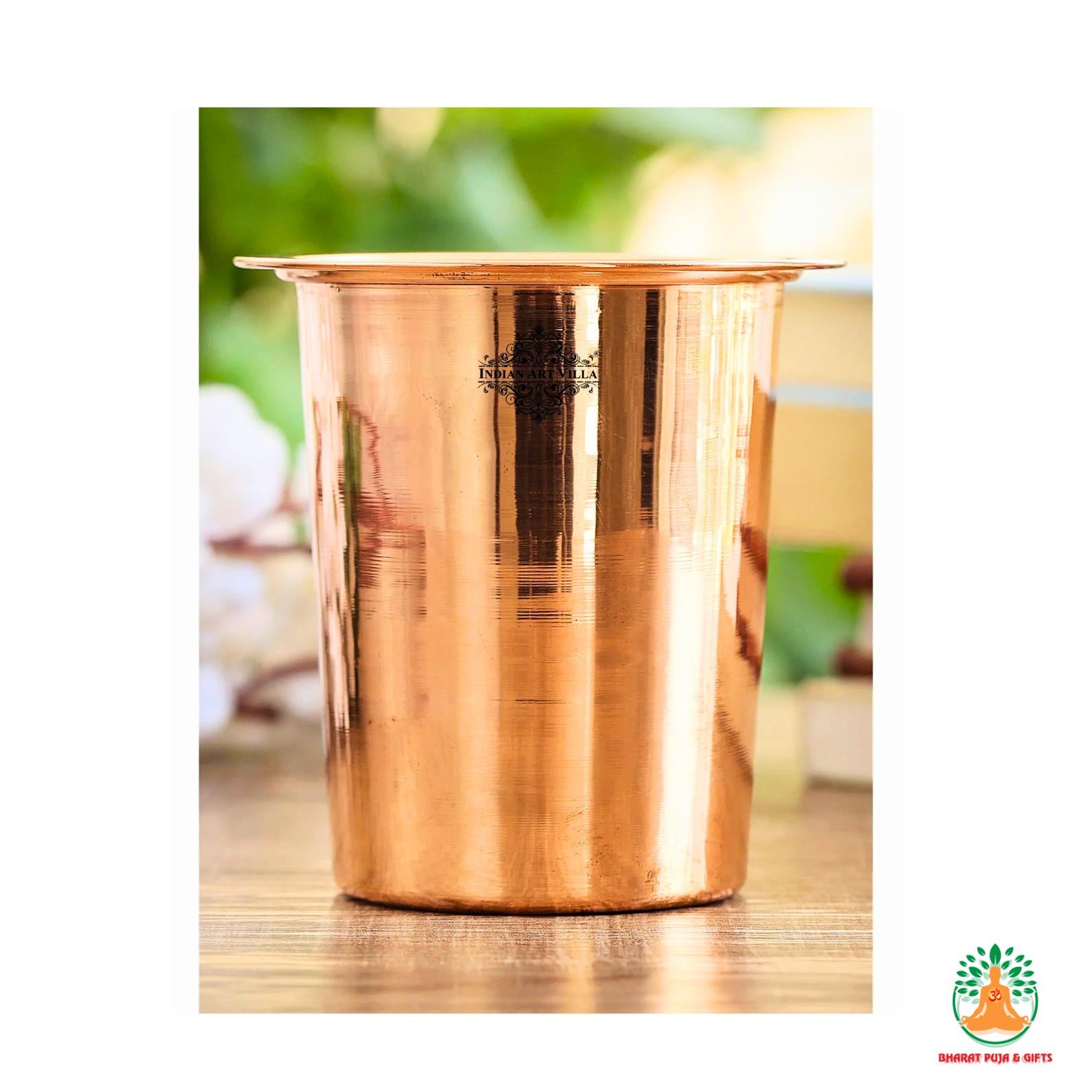 100% Pure Copper Tumbler Copper Glass | Plain Simple Design Copper Cup for Water | Ayurvedic Water Glass | Holistic Health Yoga Water Cup 300ml