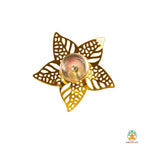 Gold & Silver Finish Brass Diya with 5-Petal Floral Carved Design | Elegant Puja Diya | Brass Diwali Diya | Indian Wedding Favor