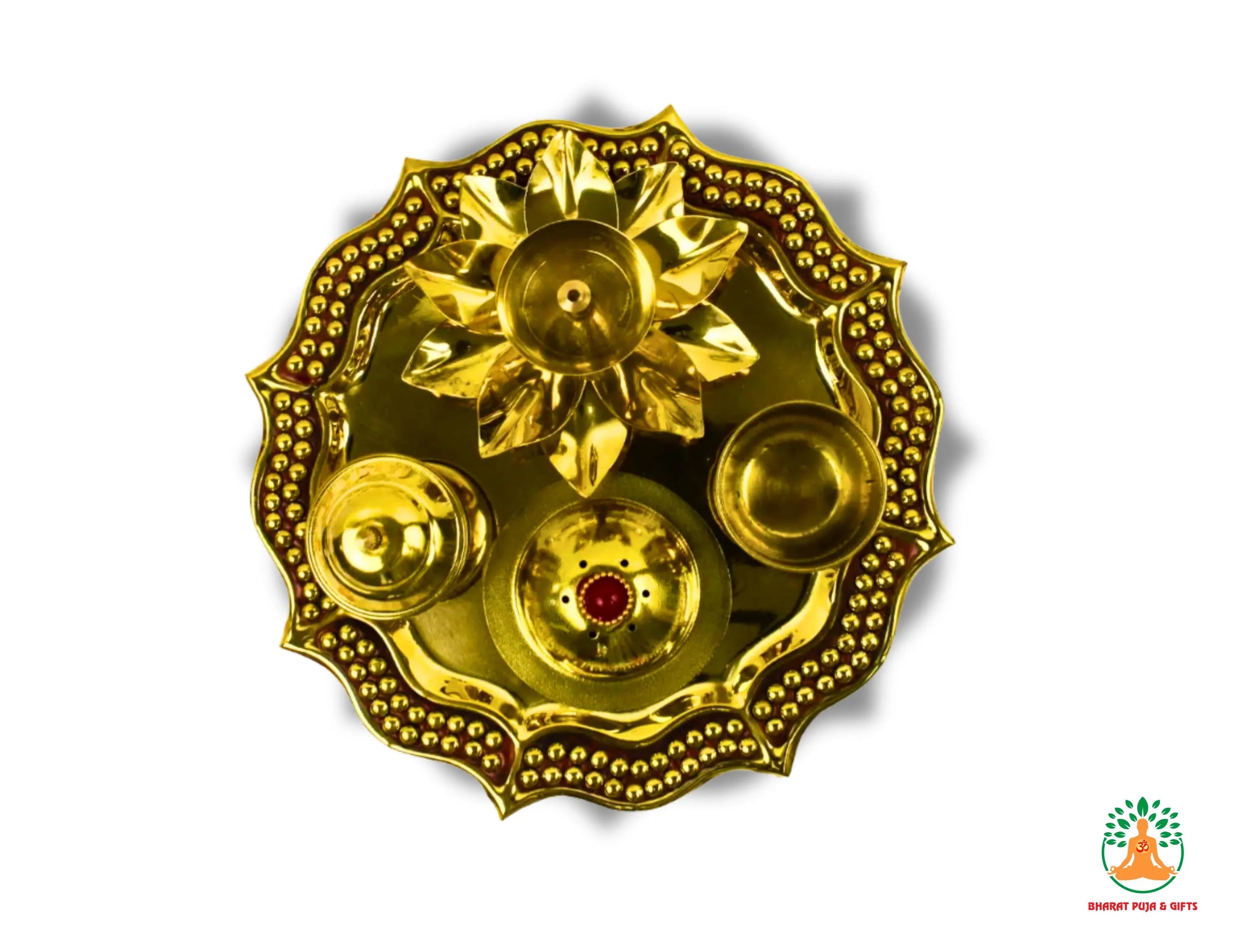 Brass Puja Thali | Brass Puja Plate | Diwali Thali Gift | Brass Aarti Plate