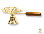 Brass Panch Arti Diya with Wooden Handle | Brass Dhoop Aarti Lamp | Panch Aarti Diya  | Traditional Five 5-Wick Oil Lamp | Panchmukhi Diya