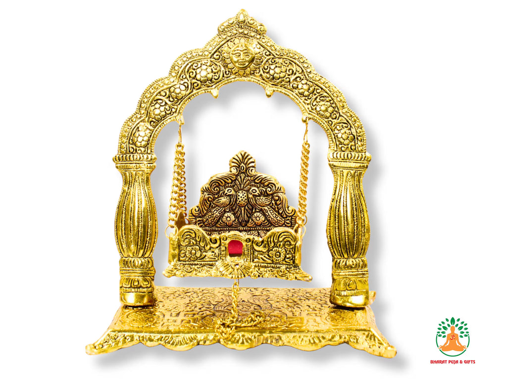 Brass Suraj Jhula | Sun-Shaped Decorative Swing for Lord Krishna Home Temple Janmashtami Swing | Laddu Gopal Bal Gopal Jhula
