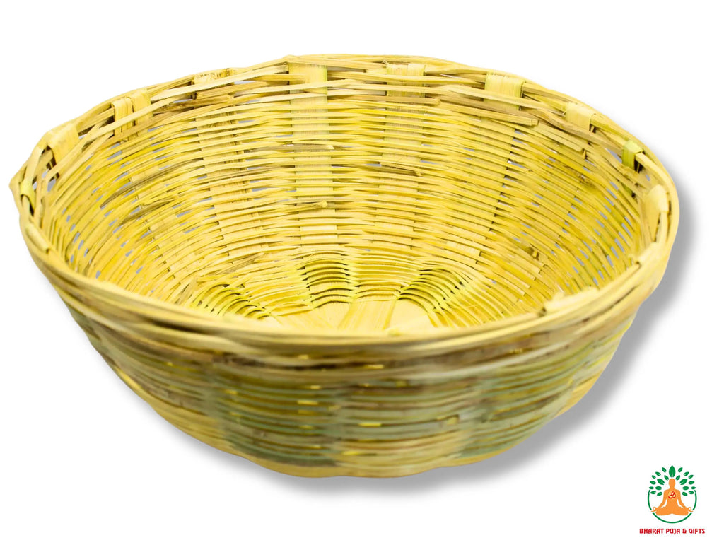 Handmade Pure Bamboo Basket Tokri | Eco-Friendly Bamboo Basket for Bihari Puja, Fruits, Vegetables, Home Temple, Kitchen & Decor