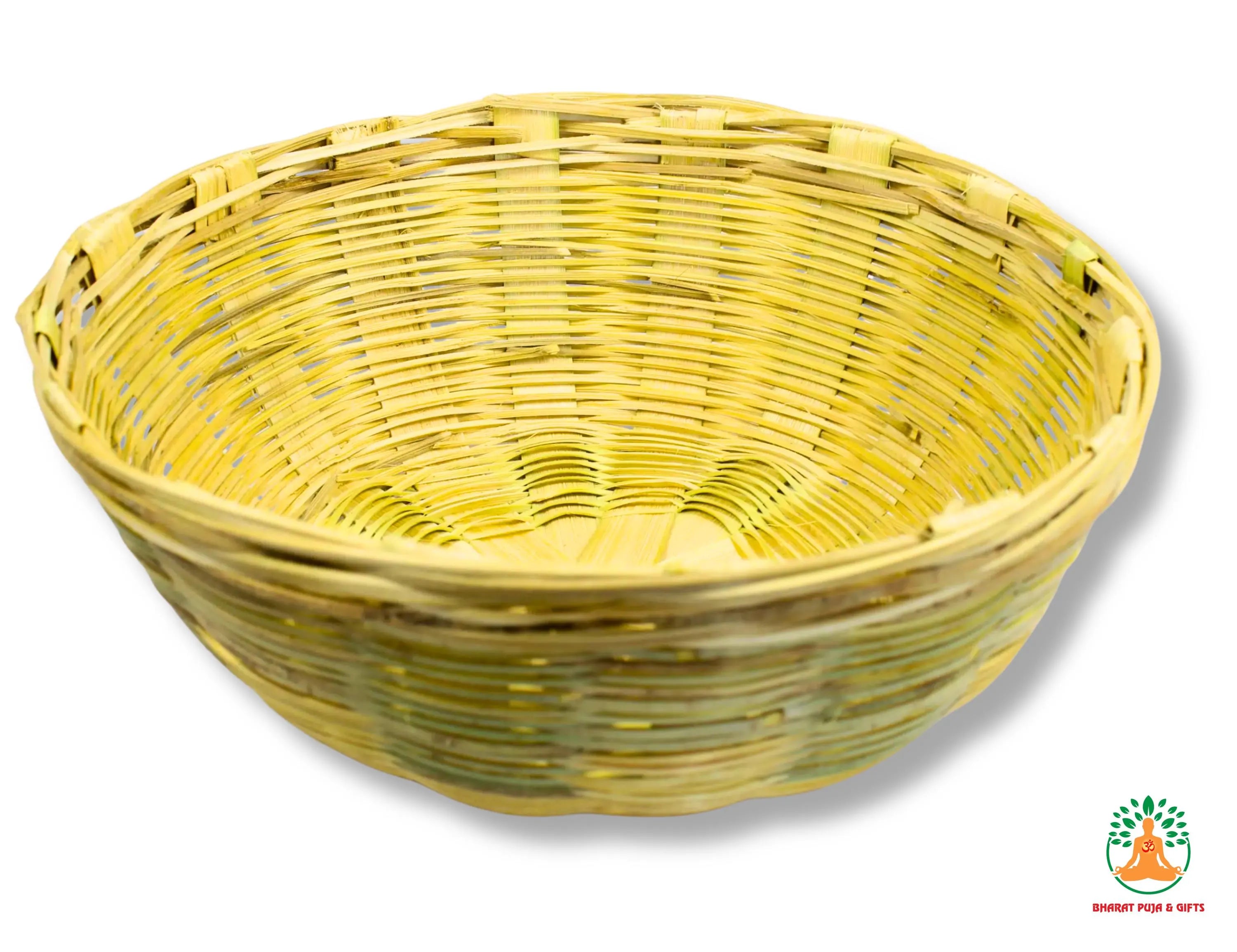 Handmade Pure Bamboo Basket Tokri | Eco-Friendly Bamboo Basket for Bihari Puja, Fruits, Vegetables, Home Temple, Kitchen & Decor
