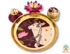 Brass Pital Puja Thali Set | Puja Thali with Kumkum Box, Incense Holder & Petal Diya | Brass Diwali Thali | Festival Aarti Thali