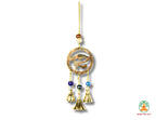 Feng Shui Brass Windchime | Chakra Elephant Tree Fish Horse Windchime with 3 Bells | Spiritual Home Decor