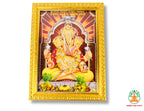 Golden Ganpati Photo Frame with Glass Cover
